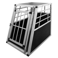 Alu-Hundetransportbox-Transportbox-Auto-75x55x69cm-Hundebox-in-Silber-Autohundebox-0