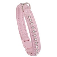 Ferplast-76014016-Hundehalsband-LUX-C1528-aus-Lederimitat-Breite-15-cm-Halsumfang-28-cm-rosa-mit-weissen-Strasssteinen-0