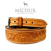 MICHUR-FELIPE-Hundehalsband-Lederhalsband-Halsband-LEDER-CARAMEL-Beige-Braun-MIT-STANZUNGEN-in-verschiedenen-Gren-erhltlich-0-1