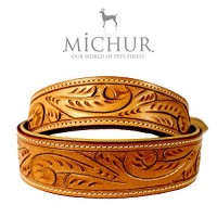 MICHUR-FELIPE-Hundehalsband-Lederhalsband-Halsband-LEDER-CARAMEL-Beige-Braun-MIT-STANZUNGEN-in-verschiedenen-Gren-erhltlich-0