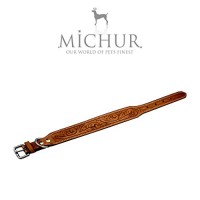 MICHUR-FELIPE-Hundehalsband-Lederhalsband-Halsband-LEDER-CARAMEL-Beige-Braun-MIT-STANZUNGEN-in-verschiedenen-Gren-erhltlich-0-4