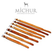 MICHUR-FELIPE-Hundehalsband-Lederhalsband-Halsband-LEDER-CARAMEL-Beige-Braun-MIT-STANZUNGEN-in-verschiedenen-Gren-erhltlich-0-5