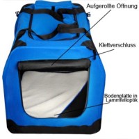 amzdeal-Hundetransportbox-Hunde-Katze-Transportbox-Hundebox-Reisebox-Hunde-Katzen-Box-Kennel-mit-seitlichen-Einstiegen-und-Verdunklungsrollos-Gre70cm-x-52cm-x-52cm-Faltbar-Blau-0-3