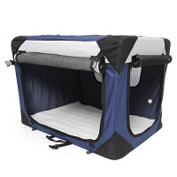 amzdeal-Hundetransportbox-Transportbox-Hunde-Katze-Faltbar-Transportbox-Hundebox-Reisebox-Hunde-Katzen-Box-Kennel-mit-seitlichen-Einstiegen-und-Verdunklungsrollos-Gre-Graublau-0-0