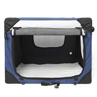 amzdeal-Hundetransportbox-Transportbox-Hunde-Katze-Faltbar-Transportbox-Hundebox-Reisebox-Hunde-Katzen-Box-Kennel-mit-seitlichen-Einstiegen-und-Verdunklungsrollos-Gre-Graublau-0-1