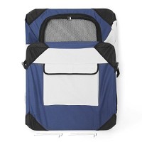amzdeal-Hundetransportbox-Transportbox-Hunde-Katze-Faltbar-Transportbox-Hundebox-Reisebox-Hunde-Katzen-Box-Kennel-mit-seitlichen-Einstiegen-und-Verdunklungsrollos-Gre-Graublau-0-2