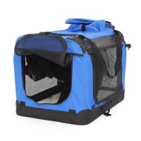 amzdeal-faltbare-Hundetransportbox-Hunde-Katze-Transportbox-Hundebox-Reisebox-Hunde-Katzen-Box-Katzenbox-Hundehaus-Kennel-mit-seitlichen-Einstiegen-und-Verdunklungsrollos-Gre60cm-x-42cm-x-42cm-Blau-0-0