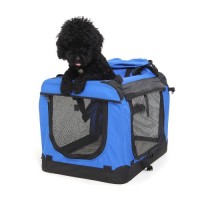 amzdeal-faltbare-Hundetransportbox-Hunde-Katze-Transportbox-Hundebox-Reisebox-Hunde-Katzen-Box-Katzenbox-Hundehaus-Kennel-mit-seitlichen-Einstiegen-und-Verdunklungsrollos-Gre60cm-x-42cm-x-42cm-Blau-0