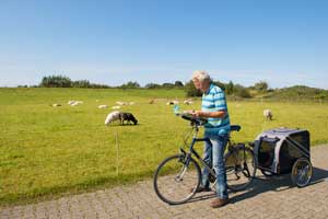 Der Fahrradanhänger für Hunde im Einsatz